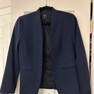 J. Crew Dark Navy Collarless Open-Front Blazer